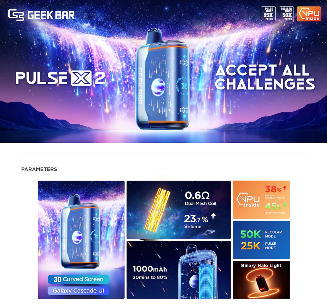 Geek Bar Pulse X2 50K 50000 Puffs Disposable Vape - 18mL - Image 4